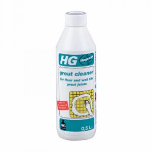 Floor tile grout cleaner removes dirt from grout HG grout cleaner removes stubborn dirt from grout in floors and walls in, for example, the bathroom, toilet or kitchen. 1 litre of floor tile grout cleaner is sufficient for 10 to 15m2 wall or floor surface.